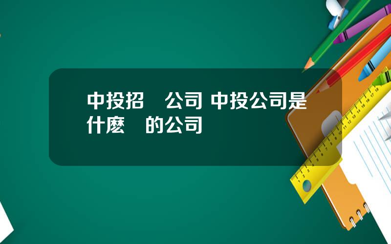 中投招標公司 中投公司是什麽樣的公司